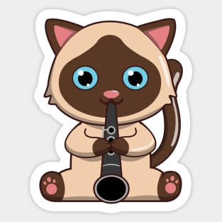 Siamese Cat Playing The Clarinet Sticker